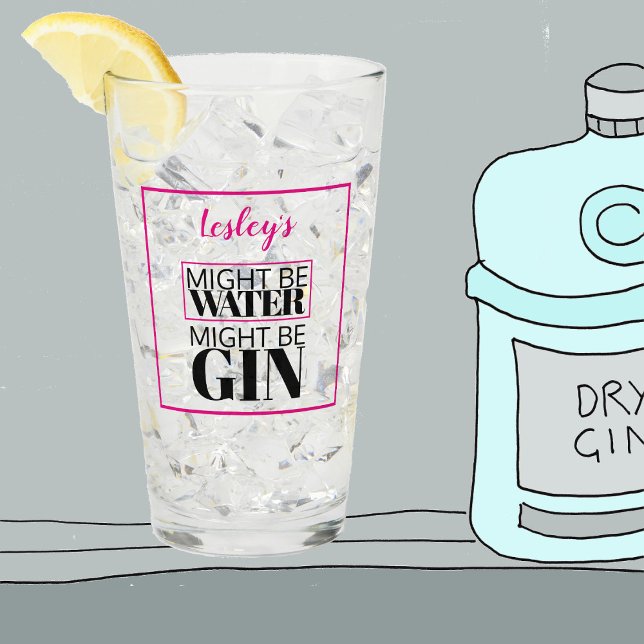 Might be water.  Might be gin.  Pink. Personalised Glass (Creator Uploaded)