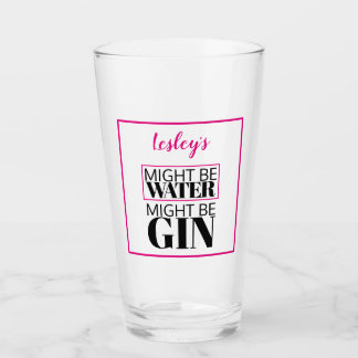 Might be water.  Might be gin.  Pink. Personalised Glass