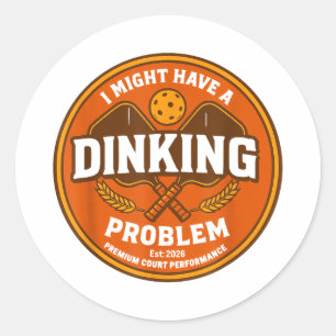 Might have a dinking problem retro pickleball classic round sticker