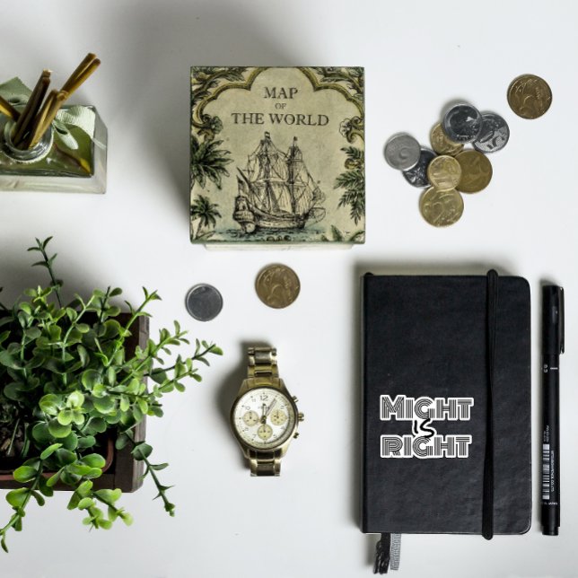 Might is right motivational white black sticker (Creator Uploaded)