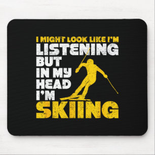 Might look like listening ski funny skiing lover mouse pad