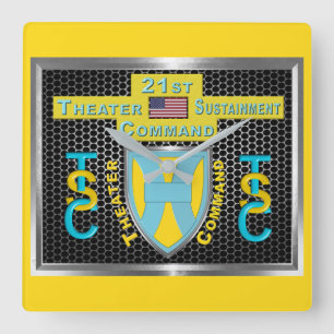 Mighty 21st Theater Sustainment Command Square Wall Clock