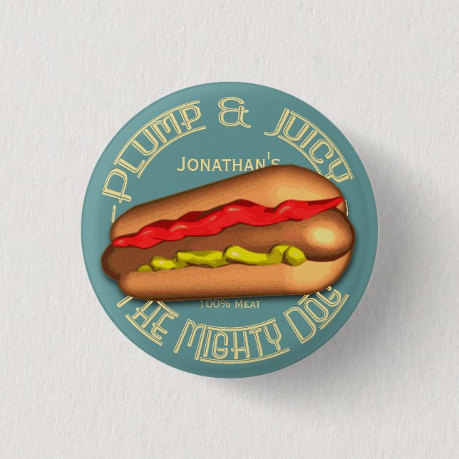 Mighty Dog Hotdog Personalised 3 Cm Round Badge (Front)