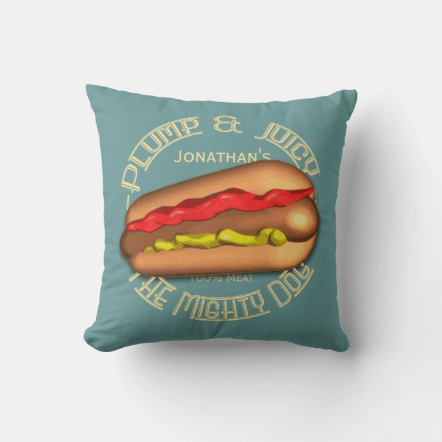 Mighty Dog Hotdog Personalised Cushion (Front)