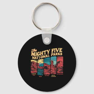 Mighty Five Big 5 National Parks Hiking Camping Vi Key Ring
