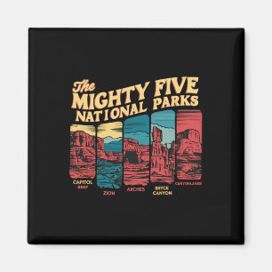 Mighty Five Big 5 National Parks Hiking Camping Vi Magnet