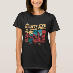 Mighty Five Big 5 National Parks Hiking Camping Vi T-Shirt