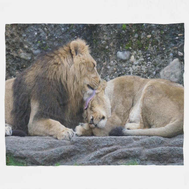 Mighty Lion Love Fleece Blanket (Front (Horizontal))
