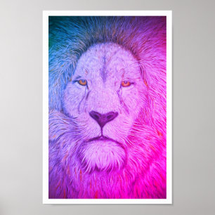 Mighty Lion Purple Poster