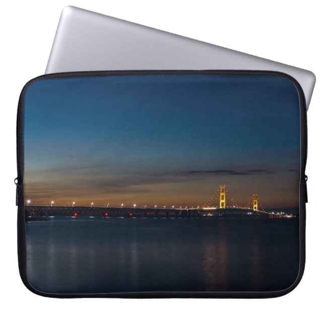 Mighty Mac At Night Pano Laptop Sleeve (Front)