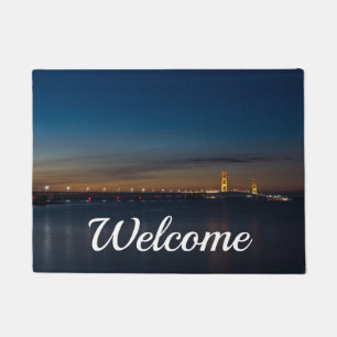 Mighty Mac At Night Pano Welcome Doormat