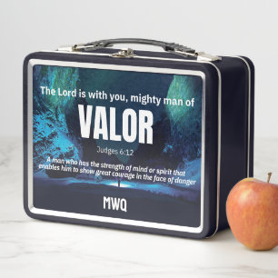 MIGHTY MAN OF VALOR Personalised Christian Metal Lunch Box