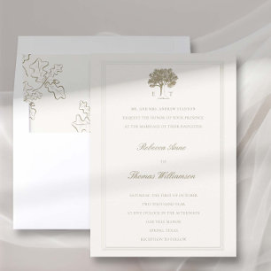 Mighty Oak Faux Gold Embossed Formal Wedding Invitation