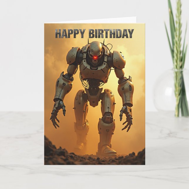 Mighty Robot Birthday Card (Front)