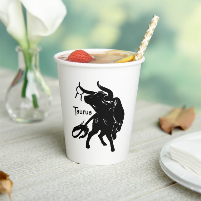 Mighty Taurus the Bull Zodiac Paper Cups (Insitu)