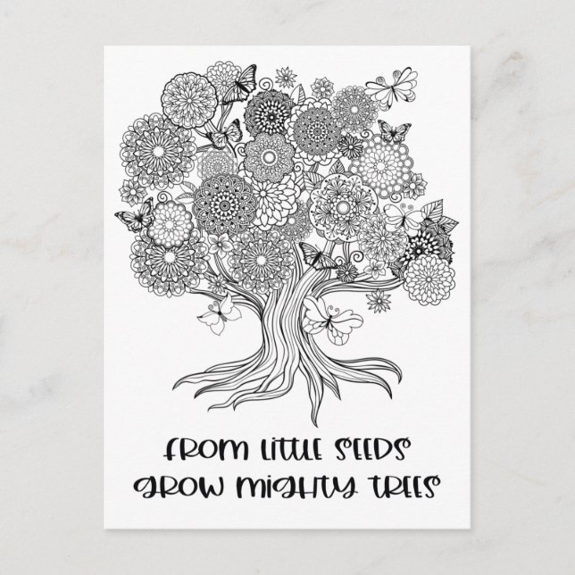 Mighty Trees Positivity Mindfulness Colour Your Ow Postcard (Front)