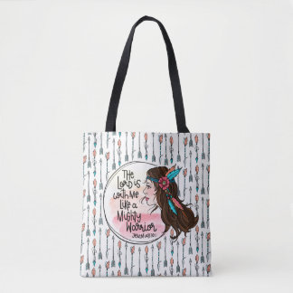 Mighty Warrior Girl with Arrows Tote Bag