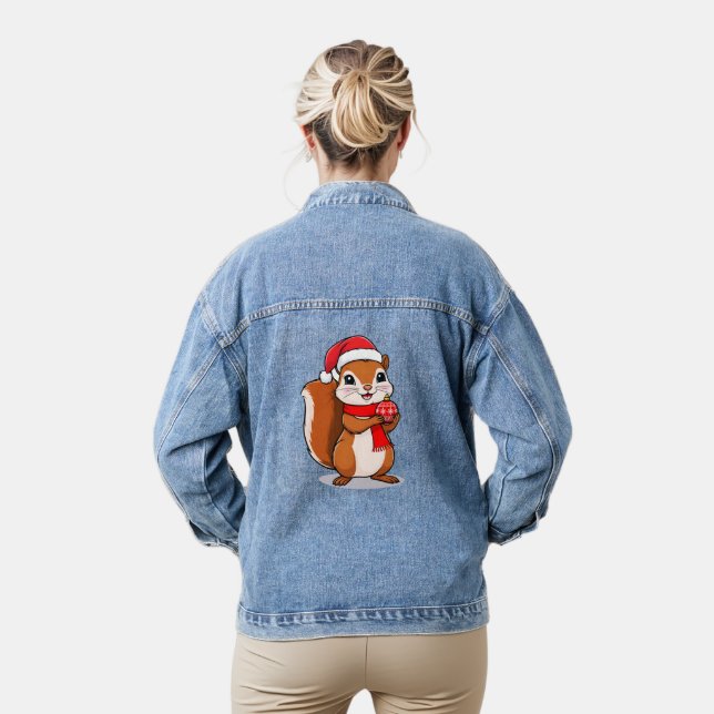 Mignon Christmas squirrel Denim Jacket (Model)