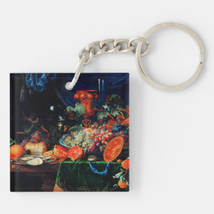 Mignon - Fruits and Oysters, fine art painting Key Ring