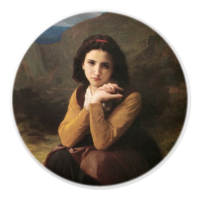 Mignon Innocence of Adolescent Girl, Bouguereau  Ceramic Knob (Front)