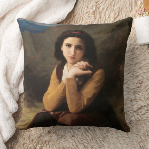 Mignon Innocence of Adolescent Girl, Bouguereau Cushion