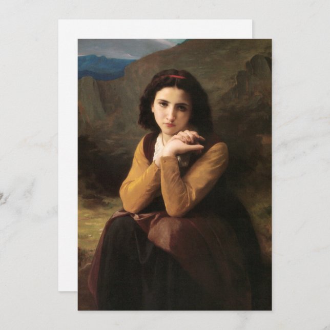 Mignon Innocence of Adolescent Girl, Bouguereau  Holiday Card (Front/Back)