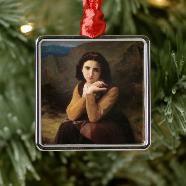 Mignon Innocence of Adolescent Girl, Bouguereau  Metal Ornament (Tree)