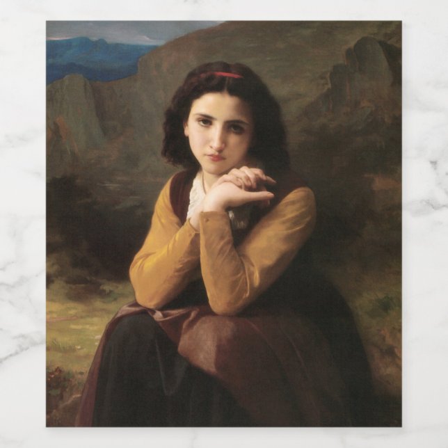 Mignon Innocence of Adolescent Girl, Bouguereau  Wine Label (Single Label)