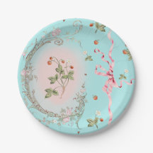 Mignonette Strawberries Aqua 7 inch plate
