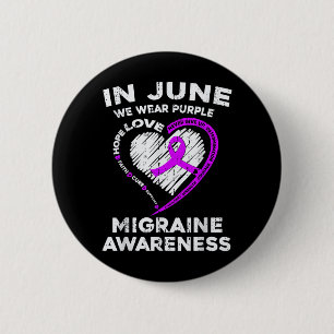Migraine Awareness Ribbon Purple Chronic Headache 6 Cm Round Badge