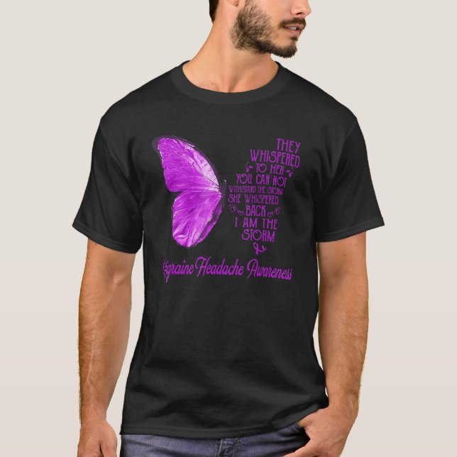 Migraine Headache Awareness Butterfly Pink I Am Th T-Shirt (Front)