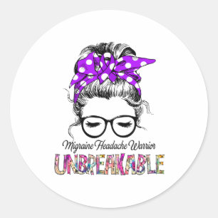 Migraine Headache Awareness Ribbon Support Gifts Classic Round Sticker