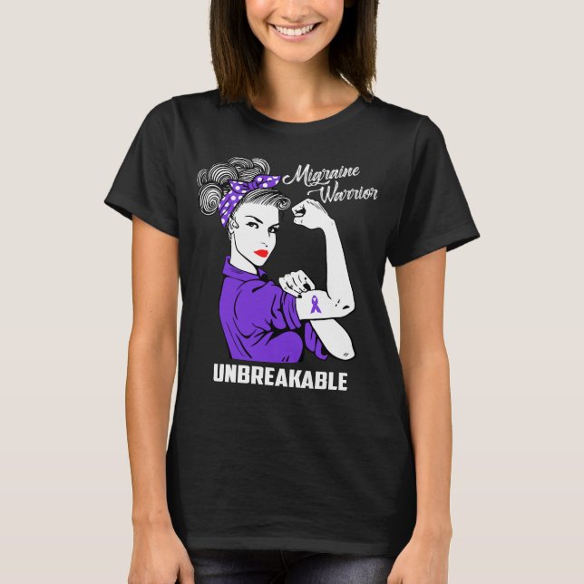 Migraine Warrior Unbreakable - Migraine Awareness T-Shirt (Front)