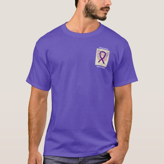 Migraines Awareness Ribbon Angel Custom Tee (Front)