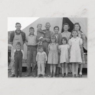 Migrant Family During Pea Harvest -- 1939 Postcard