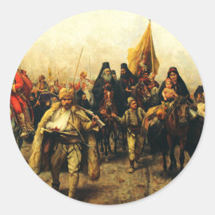 Migration of the Serbs by Paja Jovanovic Fine Art Classic Round Sticker