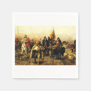 Migration of the Serbs by Paja Jovanovic Fine Art Napkin