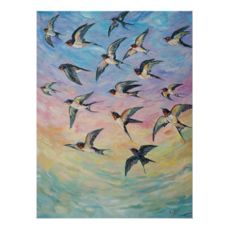 Migratory birds art poster