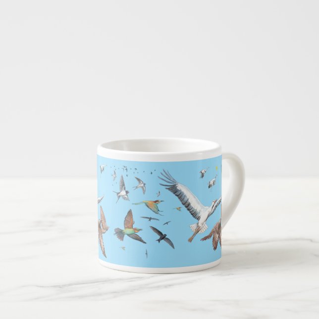 Migratory birds tracing their flights   espresso cup (Front Right)