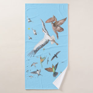 Migratory birds tracing their flights Illustration Bath Towel