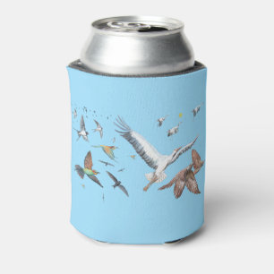 Migratory birds tracing their flights Illustration Can Cooler