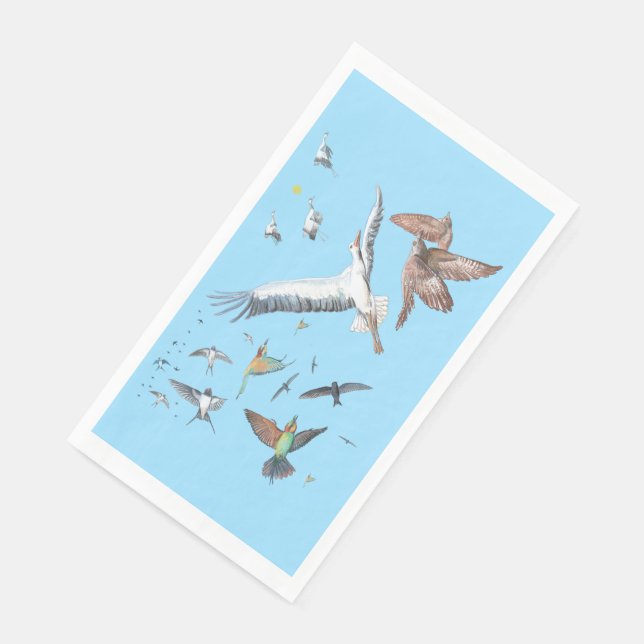 Migratory birds tracing their flights Illustration Napkin (Corner)