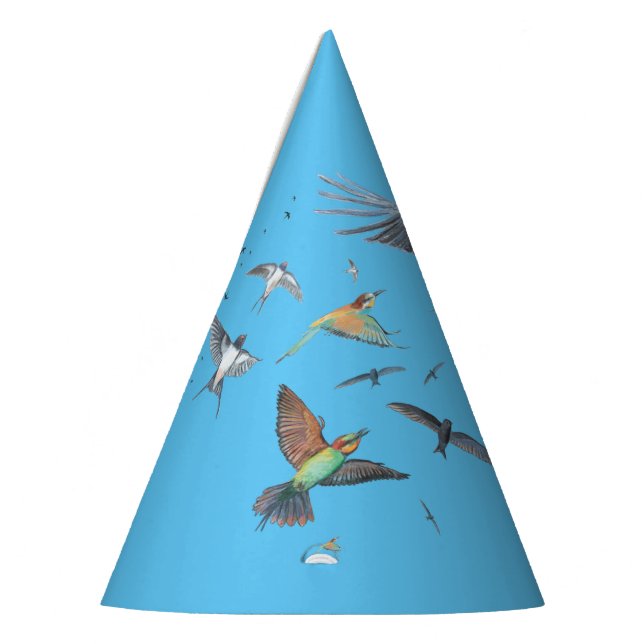 Migratory birds tracing their flights Illustration Party Hat (Left)