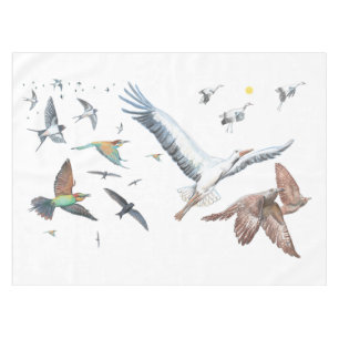 Migratory birds tracing their flights tablecloth