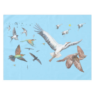 Migratory birds tracing their flights tablecloth