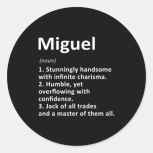 Miguel Definition D Name Funny Birthday  Classic Round Sticker
