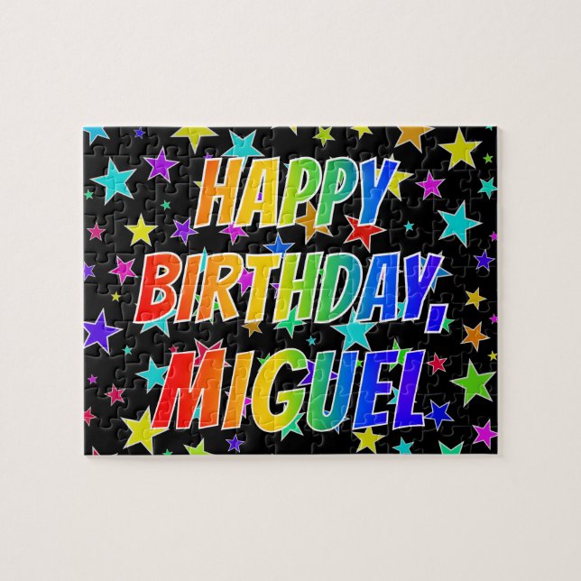 "MIGUEL" First Name, Fun "HAPPY BIRTHDAY" Jigsaw Puzzle (Horizontal)