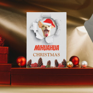 Mihuahua Christmas, Chihuahua with santa hat Holiday Card