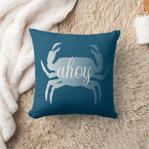 Miinimalist Crab Crawfish Crustacean Ahoy Cushion
