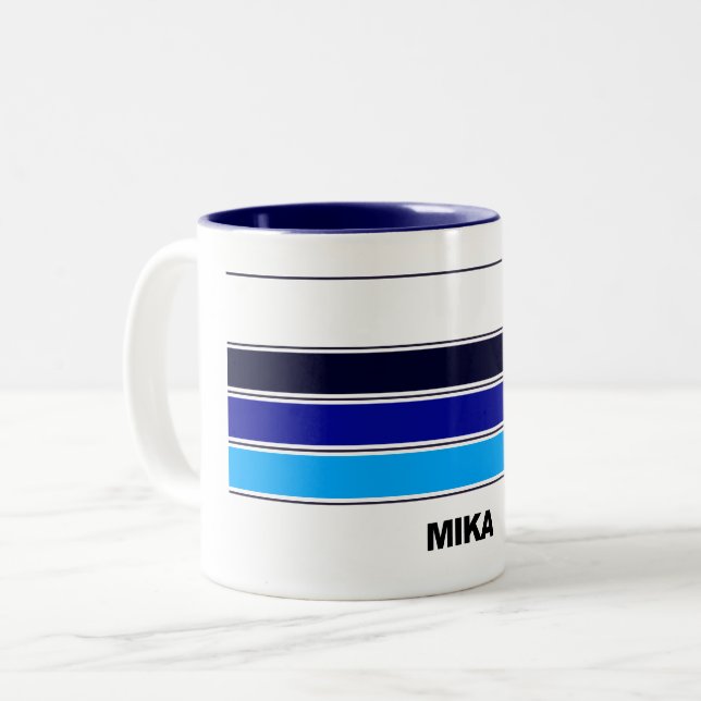 Mika Hakkinen helmet Two-Tone Coffee Mug (Front Left)